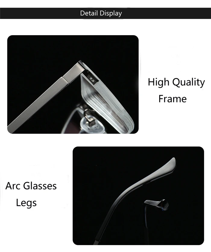 Halber Rahmen blauer Film Anti-Blaulicht kurzsichtige Brille Harz Linse Quadrat kurzsichtige Brille Frau Männer-1,0-1,5 bis-4,0 – Detail 9