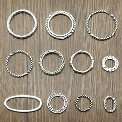 10pcs Charms Round & Oval Loops Connector DIY Jewelry Findings For Jewelry Making Accessories Antique Silver Color