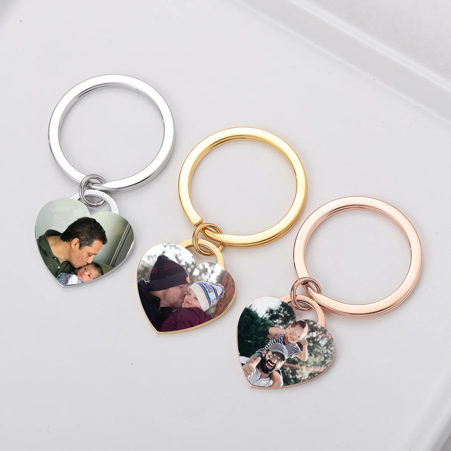 Custom Photo Keychain Custom keychain with personalized photo Double sided heart keychain female car family couple Wedding Gift