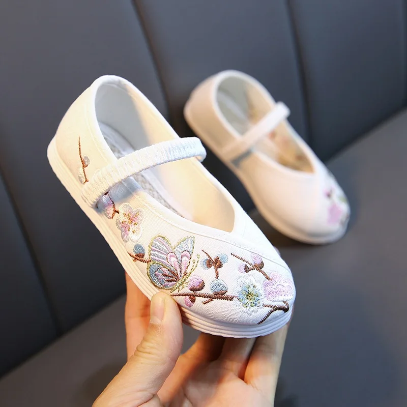 2023 New Chinese style children's embroidery shoes retro fashion children's shoes spring and autumn celebrity dance shoes 25-36