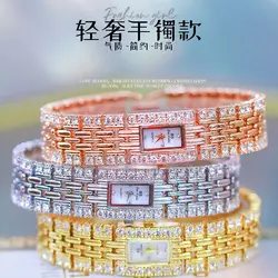 Hot Selling Luxury Diamond Bracelet Women's Watch Korean Small Dial Quartz Square Simple Golden Rose Gold Watch Clock Waterproof