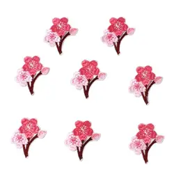 10pcs Embroidery Cherry Flower Patches Iron On Peach blossom Patch DIY Clothing Badge Sewing Fabric Appliques For Jeas Bags Hats