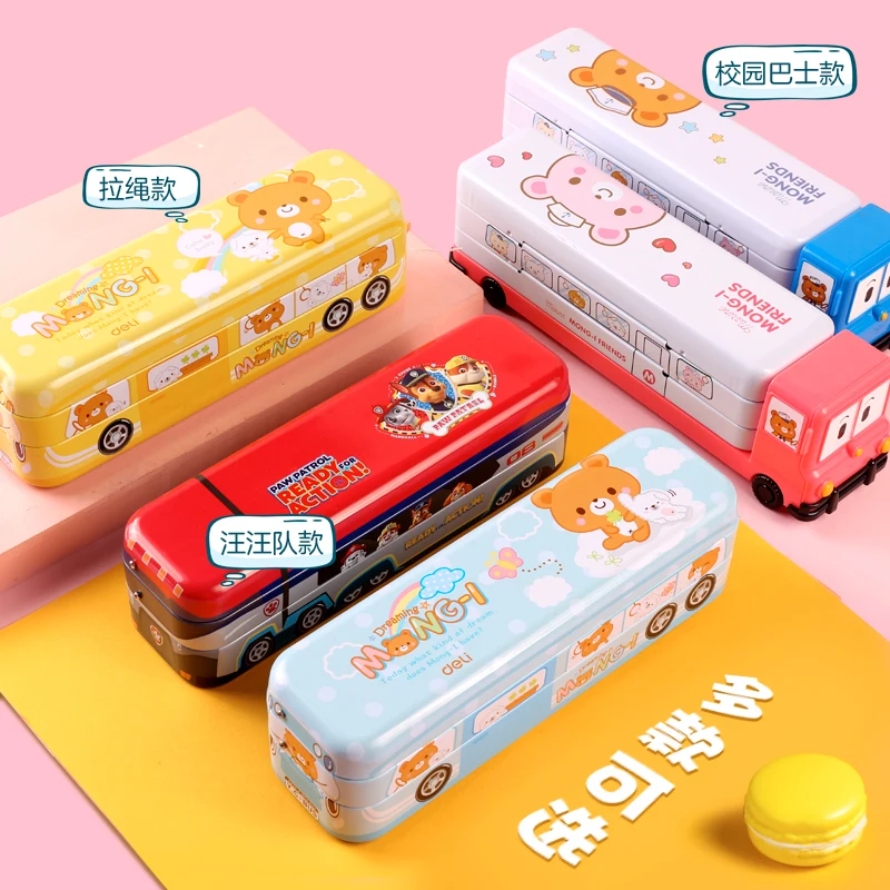 Cute Multi-function Pencil Case Creative New Car Stationery Box Three layer High Capacity Thickened Tinplate Pen Box