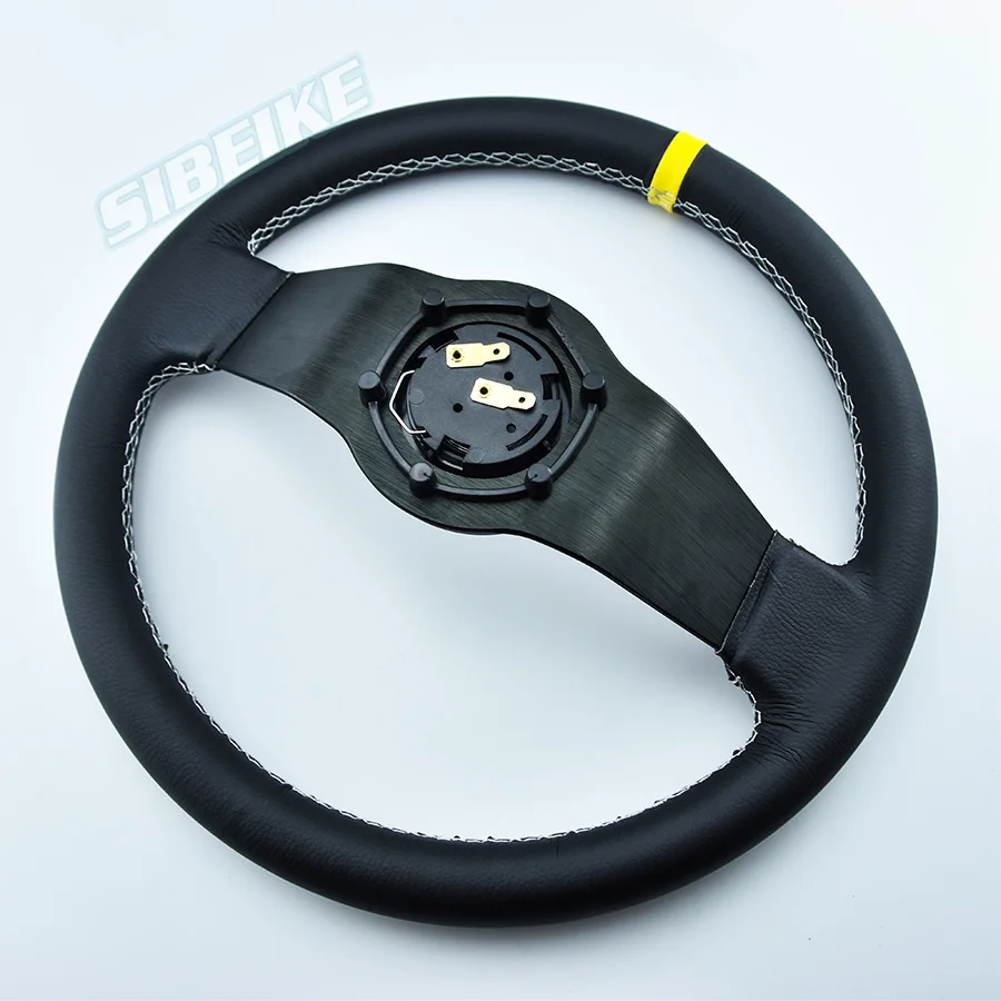 JDM Universal 13inch 330mm Leather Steering Wheel 2 Spoke Racing Sports Deep Dish Steering Wheel