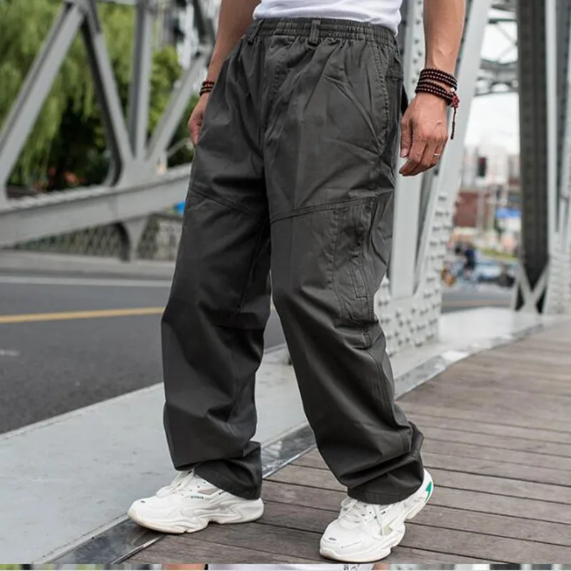 Loose Baggy Casual Pants Men More Pocket Cargo Pants Hiphop Harem Pants Straight Trousers Man Clothing