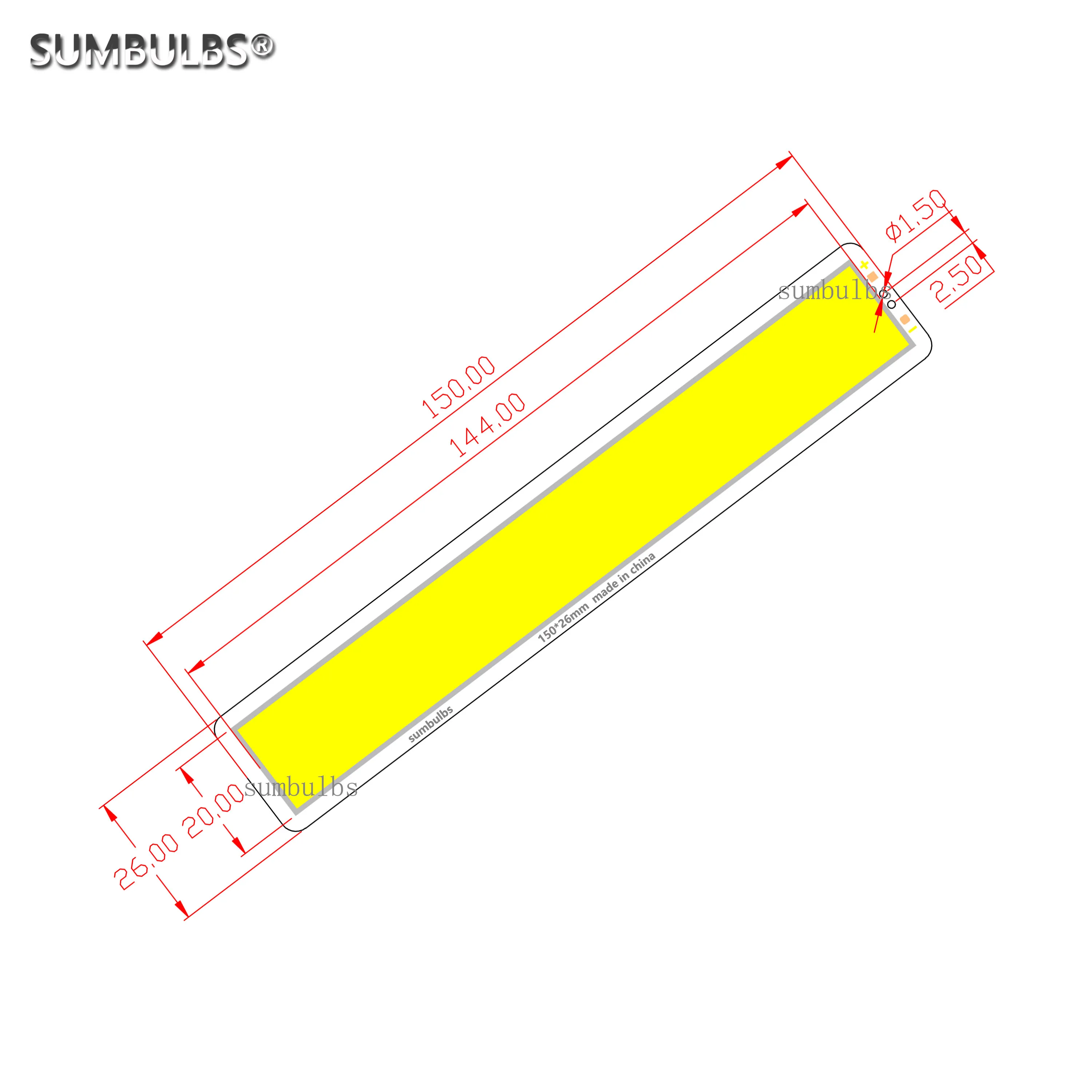 [Sumbulbs] fabryka 150x26MM 8W pasek COB LED żarówka DC 12V drążek LED źródło 800 lm ciepły zimny biały DIY lampa wewnętrzna dla diy żarówka