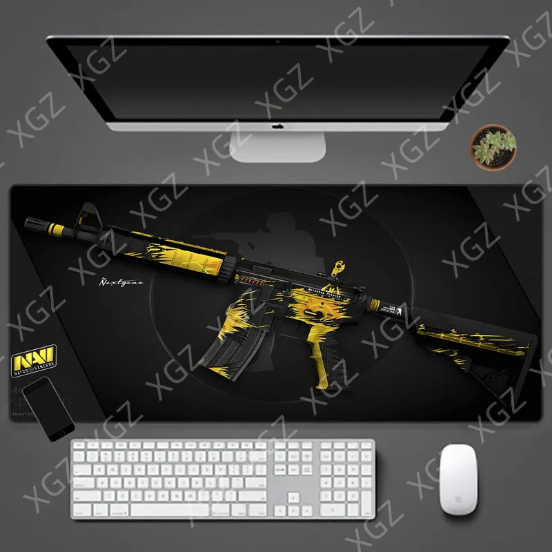 

Большой игровой коврик для мыши Yuzuoan XL CS GO с блокировкой XXL, игровая мышь AK47 M4A1 AWP Gun, компьютерная клавиатура, Настольный коврик с защитой от пятен