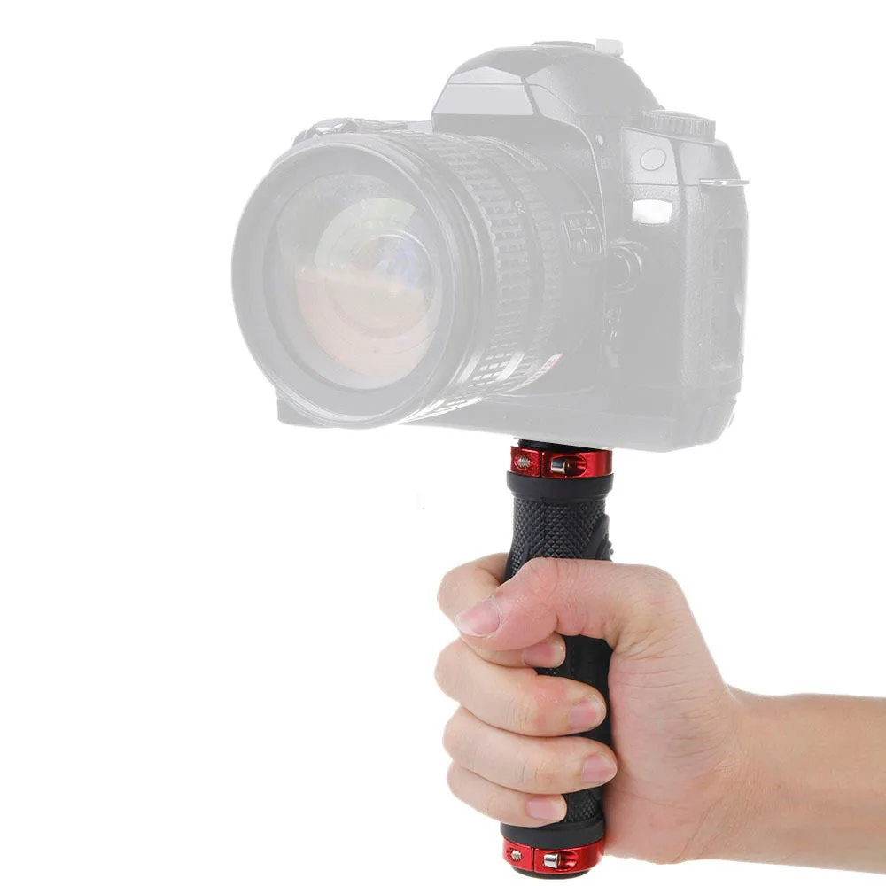 1/4'' rubber Handle Grip Stabilizer Holder Stand Handheld Tripod For Camera Video LED flash Fill light