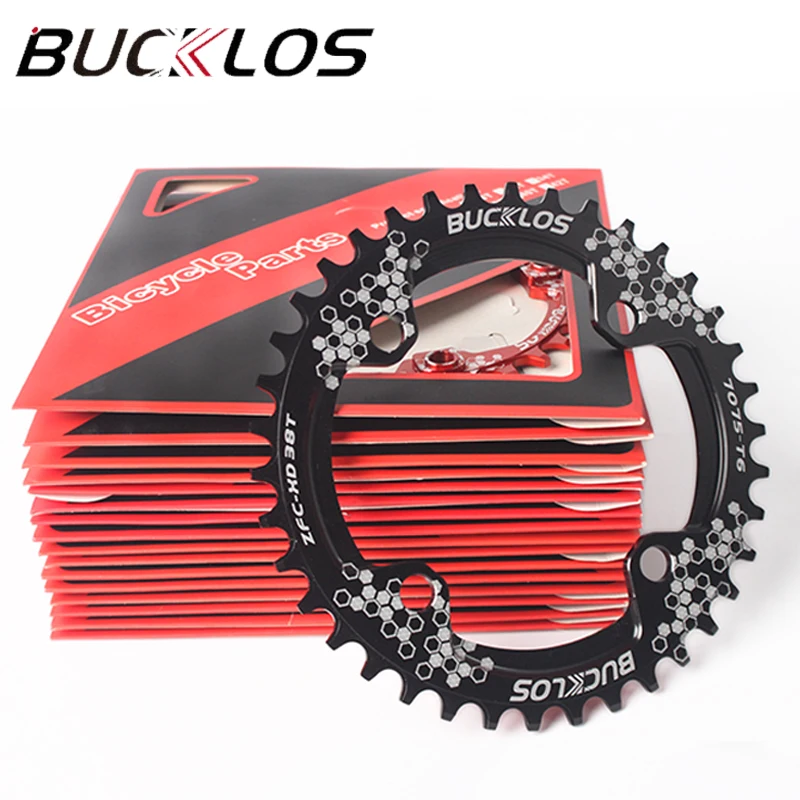 BUCKLOS bicicleta 104 BCD plato redondo ovalado anillo de cadena de bicicleta 30T 32T 34T 36T 38T 40T 42T rueda de cadena ancha estrecha pieza de bicicleta