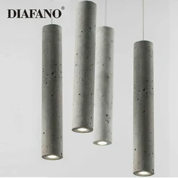 Nordic Led Cement Chandeliers Bedroom Restaurant Bar Cafe Island Counter Hanging Light Creative Designer Long Single Head Lamp