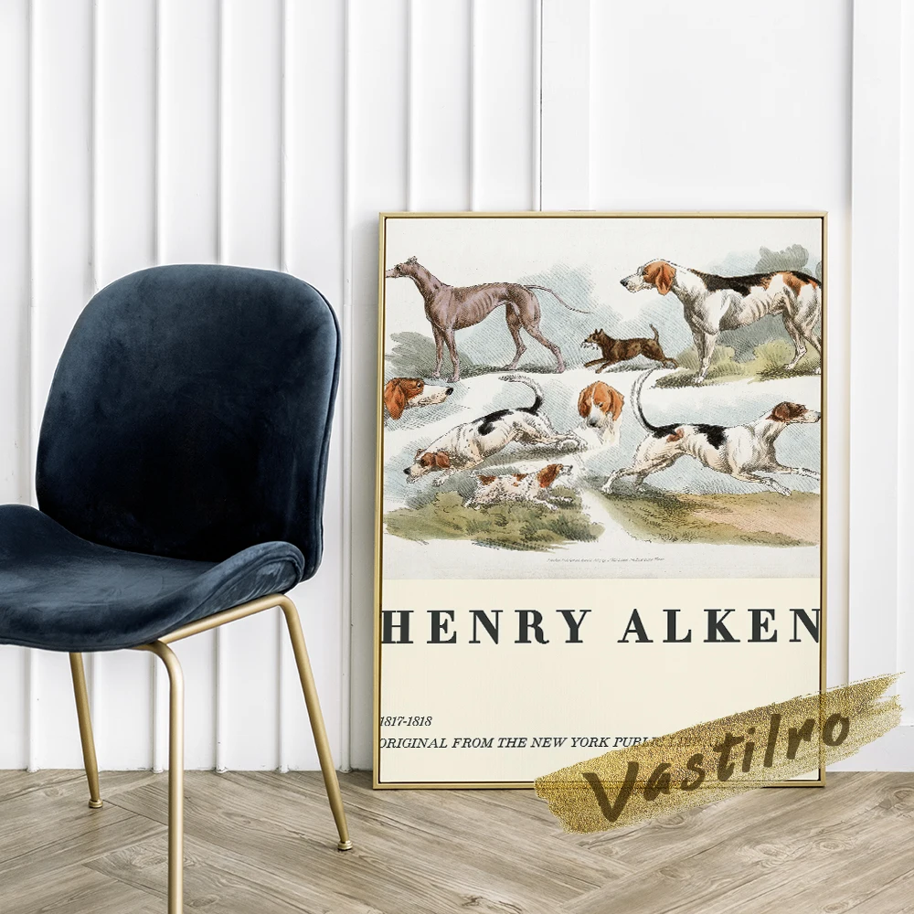 Henry Alken Poster, Hunting Dogs Sporting Sketch Illustration Picture, Alken Retro Dog Prints, Funny Cute Animal Wall Painting