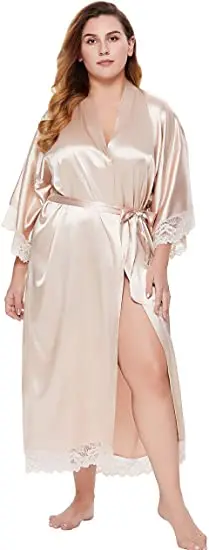 Robe Kimono Sexy en Satin Uni pour Femme, Vêtement de Nuit, Mariage, Long, Nouvelle Collection