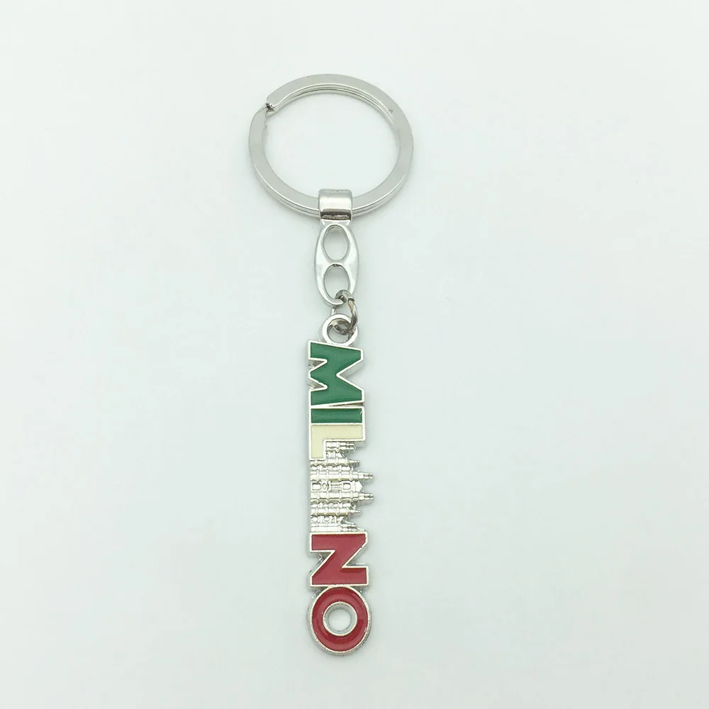 Fashion Tourist Souvenir Metal Bag Decoration Gift Key Chains Alloy Milano Letters Keyring Fancy Keychain Premium