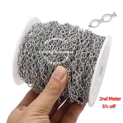 1M Stainless Steel Handmade Oval Chic Chains Findings for DIY Necklace Jewelry Making Accessories
