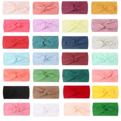 10 szt. Pałąk jednokolorowy ścieg kręty bawełniany szeroki Turban Twisted wiązane Headwrap dziewczynek Hairband akcesoria do włosów