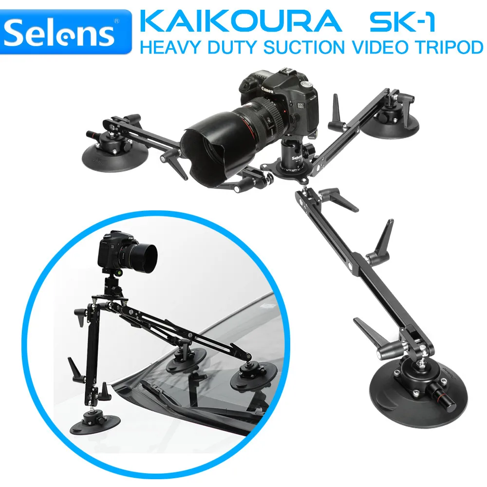 Selens SK-1 Aluminium Alloy 60kg Load Solid Car Suction Cup Mount Holder Dslr Camera Tripod For Gimbal Stabilizer Support