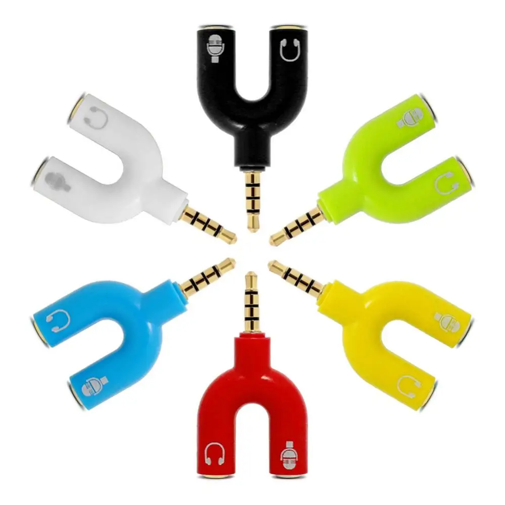 3.5 مللي متر الفاصل قابس ستيريو على شكل حرف U ستيريو الصوت هيئة التصنيع العسكري و سماعة مقسم سماعة الأذن محولات ل هاتف لوحي المحمول الكمبيوتر المحمول