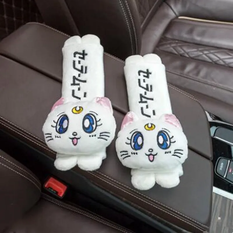 New Arrival Cartoon Cute Headrest Plush Luna Cat Head Car Lumbar Support Pillow Creative Car Neck Pillow Decorations — zdjęcie 6