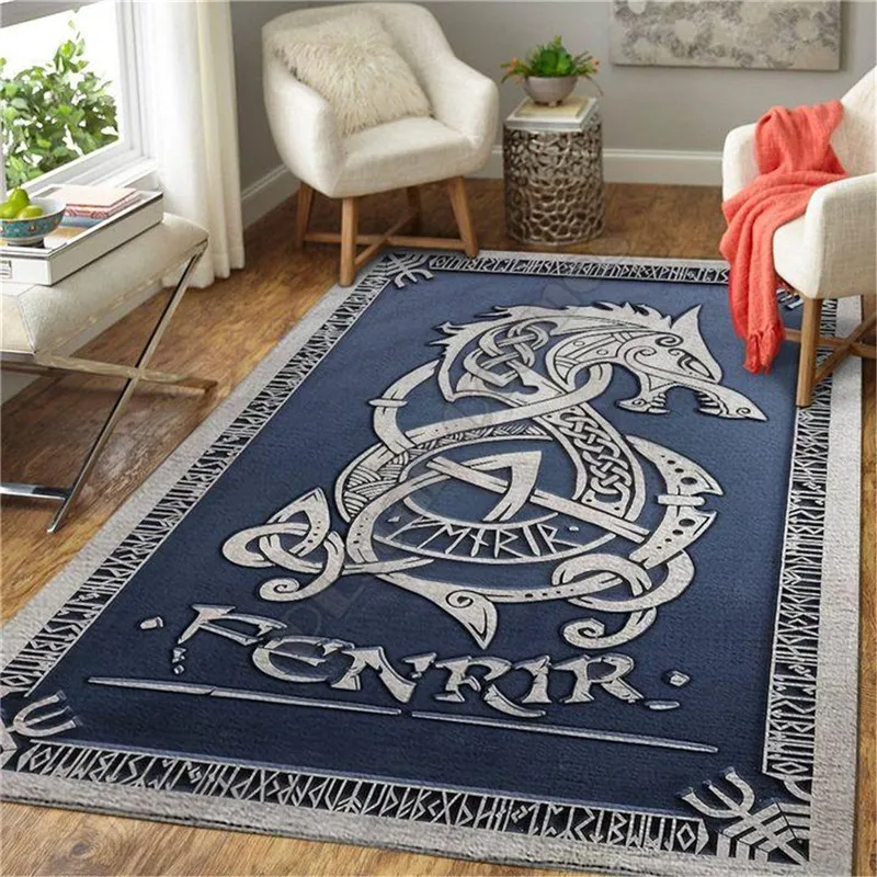 Viking Wolf 3D All Over Printed Rug Non-slip Mat Dining Room Living Room Soft Bedroom Carpet