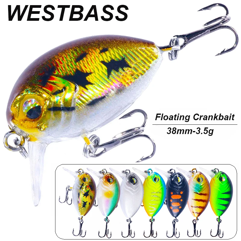 WESTBASS 1PX Noisy Crankbait 38mm-3.5g Floating Fishing Lure Topwater Swimbait Shore Casting Wobbler Micro Hard Bait Pesca Isca