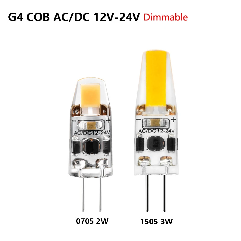 

300pcs AC12v 24v LED G4 2W 3W Dimmable Bulb G4 Ship Boat Car Truck LED Ceilling COB Spotlight Chandelier Replace Halogen Lamp