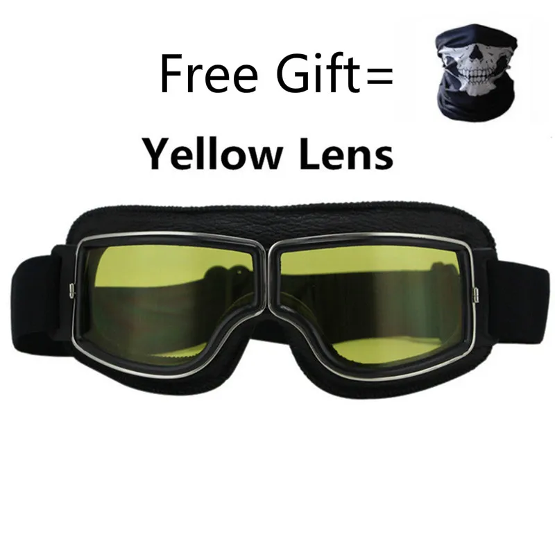 Universal Vintage Motorcycle Goggles Motorbike Scooter Biker Glasses Helmet Goggles Foldable Clear Dark lens