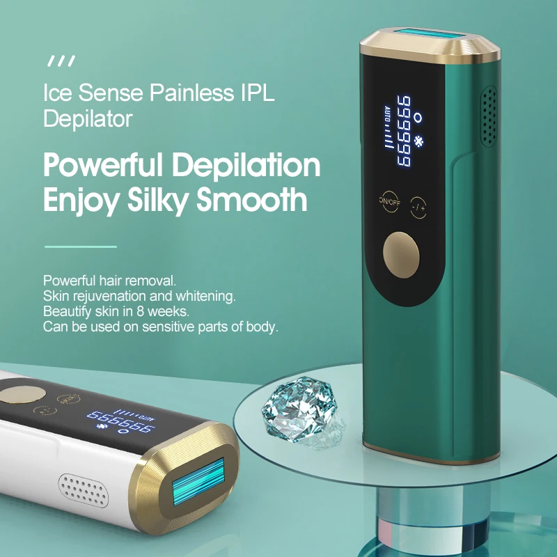 

Portable Ice Sense Depilator Real Painless Laser Epilator IPL Hair Removal Machine 990000 Flash Skin Rejuvenation And Whitening