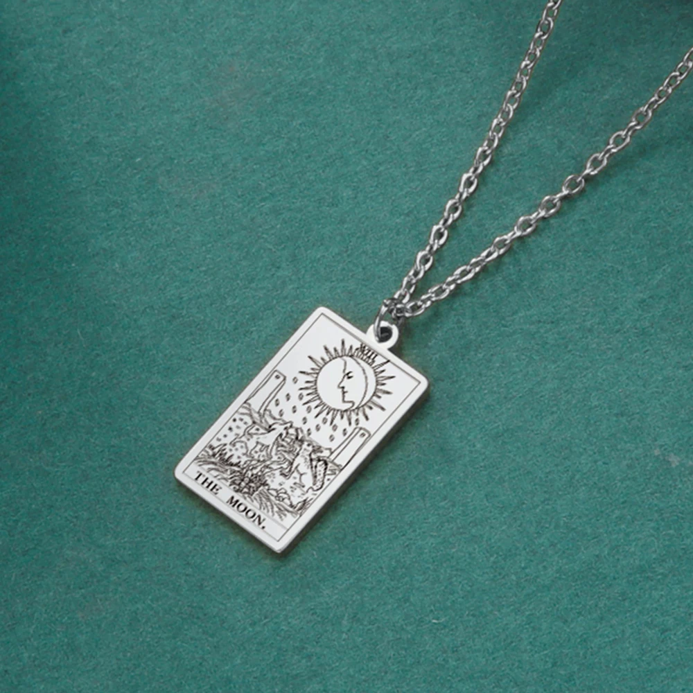 Stainless steel Cassic Tarot Pendant Necklace Major Cigano fortune Telling Necklace Star/Moon/Death Symbol Pendant Accessory