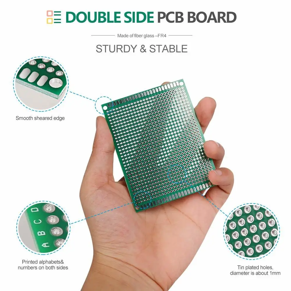 32 stücke PCB Prototyp Platine Protoboard Universal Stripboard Prototyping 2X8 3X7 4X6 5X7 6X8 7X9 Mixed Doppel Bord