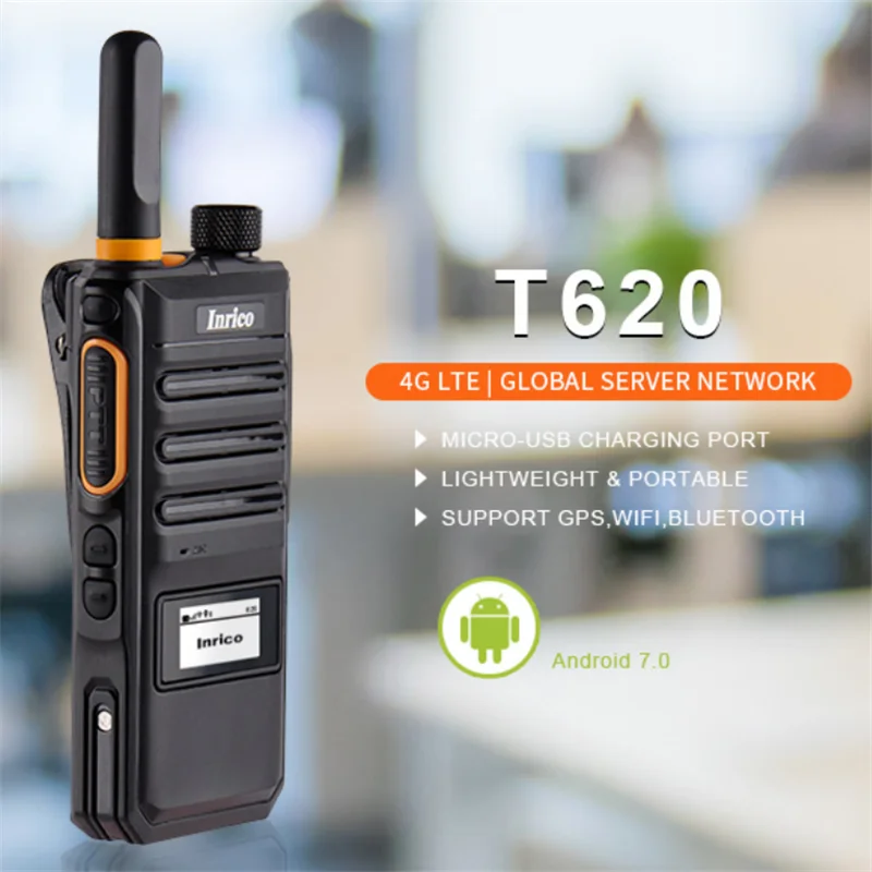 Inrico T620 Android Handheld Walkie Talkie 100 Km GSM WCDMA 4G LTE Smart Mobile Phone Network Intercom Poc Radio with NFC GPS BT