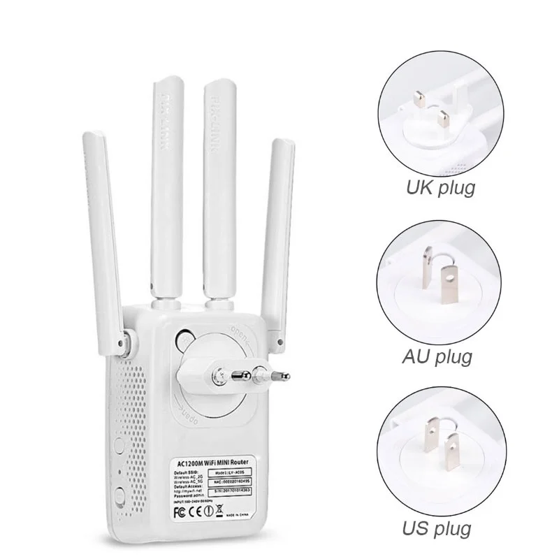 5G WiFi Repeater Amplifier Home Wi-fi Signal Booster 1200Mbps WPS Router Wi Fi Long Range Extender Wireless Internet Amplifier