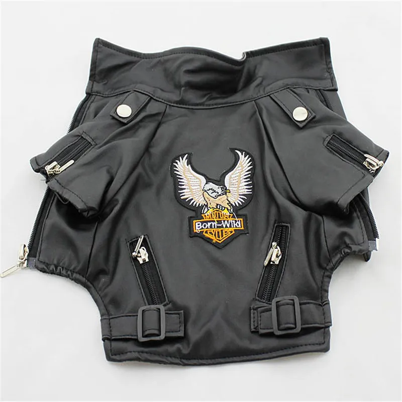 Glorious Eagle Pattern Dog Coat PU Leather Jacket Soft Waterproof Outdoor Puppy Outerwear Fashion Clothes For Small Pet(XXS-XXL)