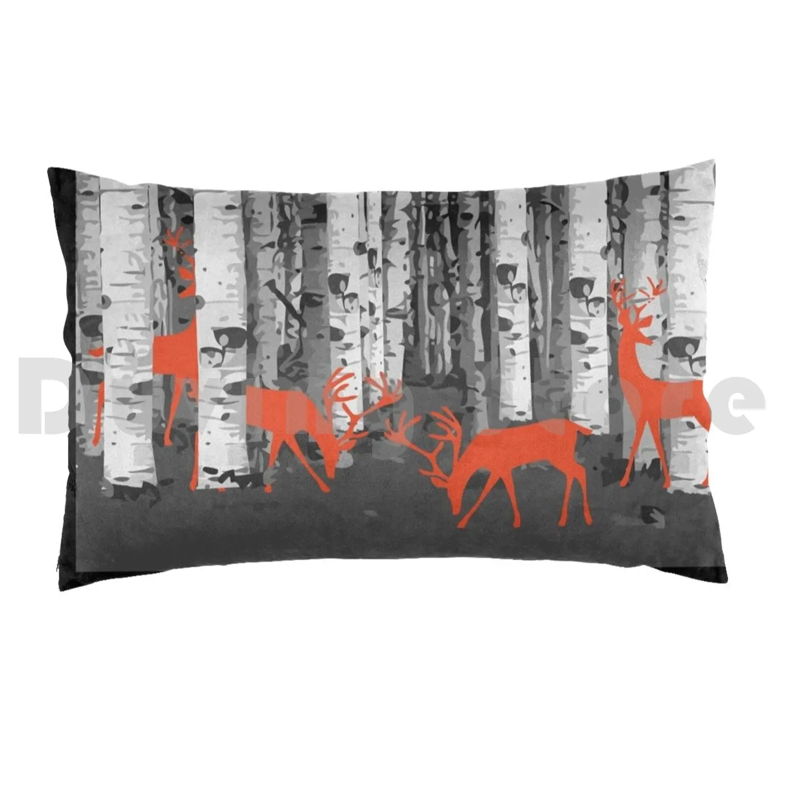 Pillow Case Red Deers In Birch Forest Hat Abstract Mountain Blue Mountain Intothewild Foggy Forest