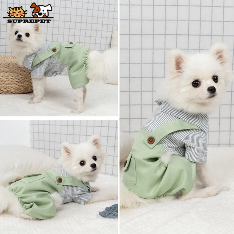 

SUPREPET весенняя одежда для собаки Kawaii одежда для собак для маленьких собак Милый щенок штаны рубашка для собаки для померанского Чихуахуа ком...