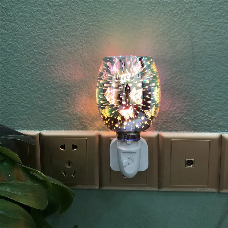 Plug-in Aromatherapy Wax Heater Night Lights Lamp With 3d Butterfly Effect Decorative For Home Decor Flameless Wax Melting Light