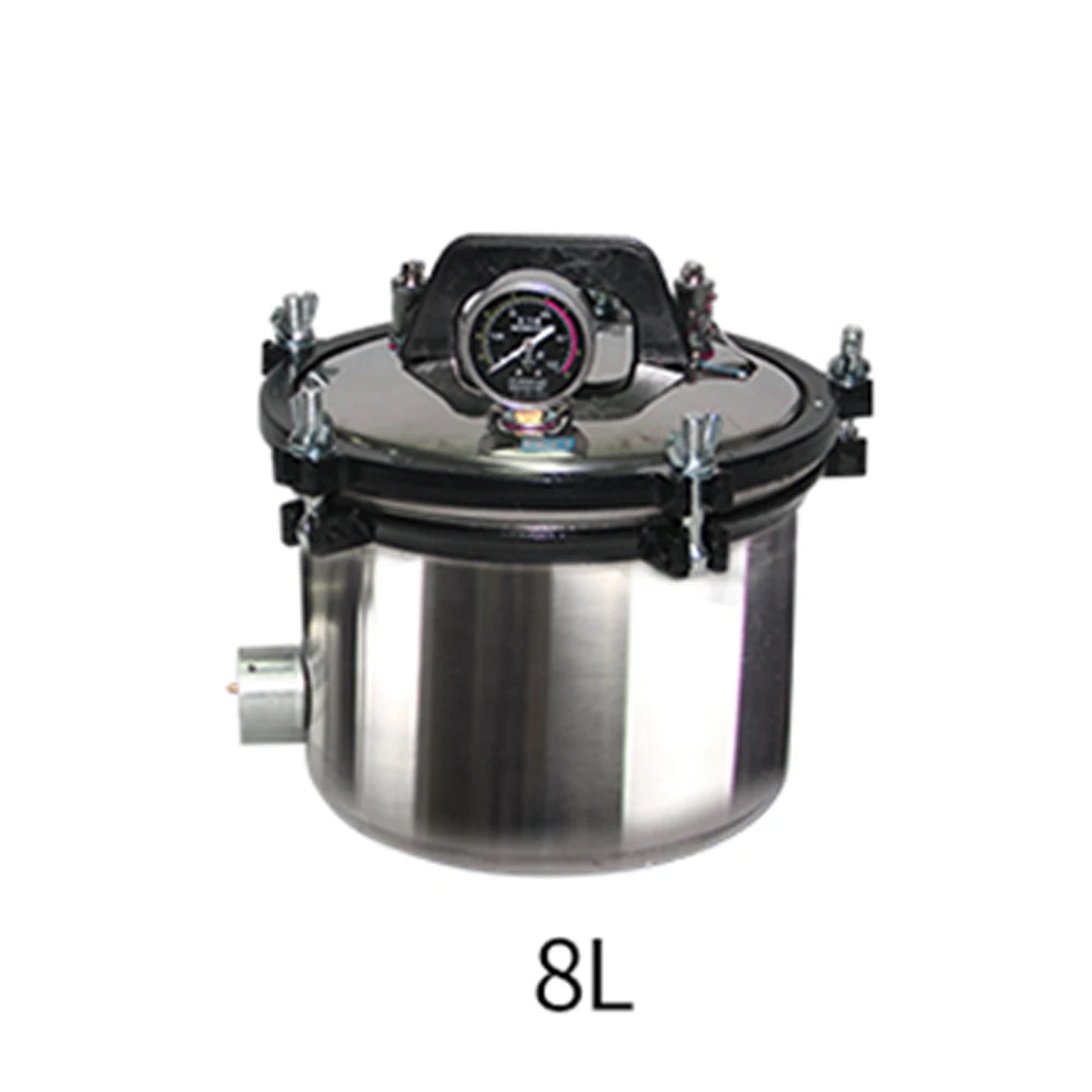 Portable Stainless Steel Heating Autoclave High Pressure Sterilizer Sterilization Pot Pressure Steam 8L/18L/24L