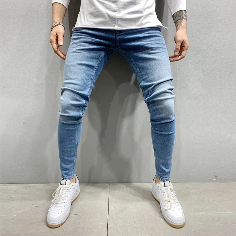 Jeans Men Casual Black Slim Pencil Pants Men\'s Fashion Skinny Biker Pants Streetwear Work Trousers Hip Hop Party Denim Clothing