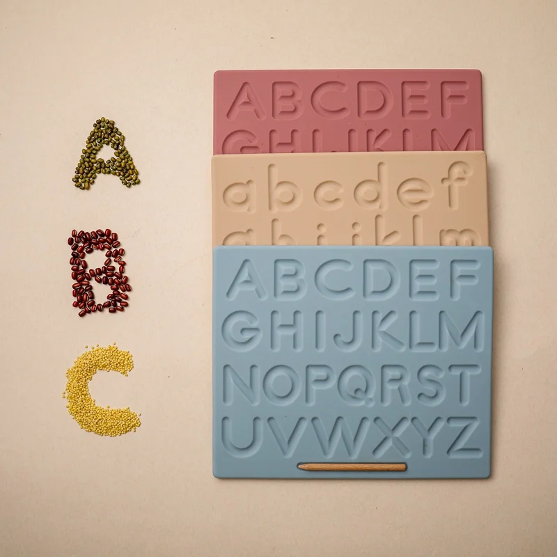 Planche d'alphabet Montessori en Silicone pour enfants, jouets éducatifs pour bébés, tapis de suivi d'écriture, produit cognitif d'apprentissage