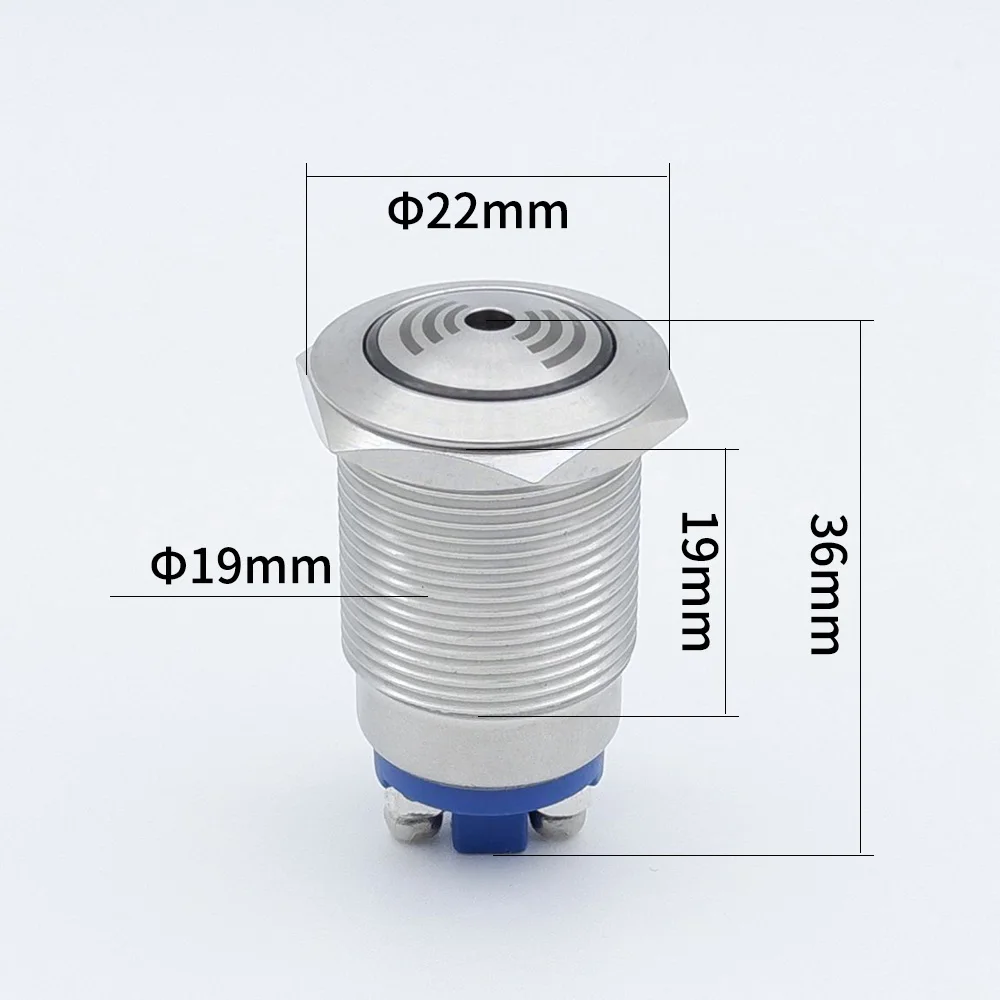 19mm 22mm intermittent buzzer 12v alarm lamp buzzer 24v Metal Red LED light Flashing Flash Screw Stainless steel