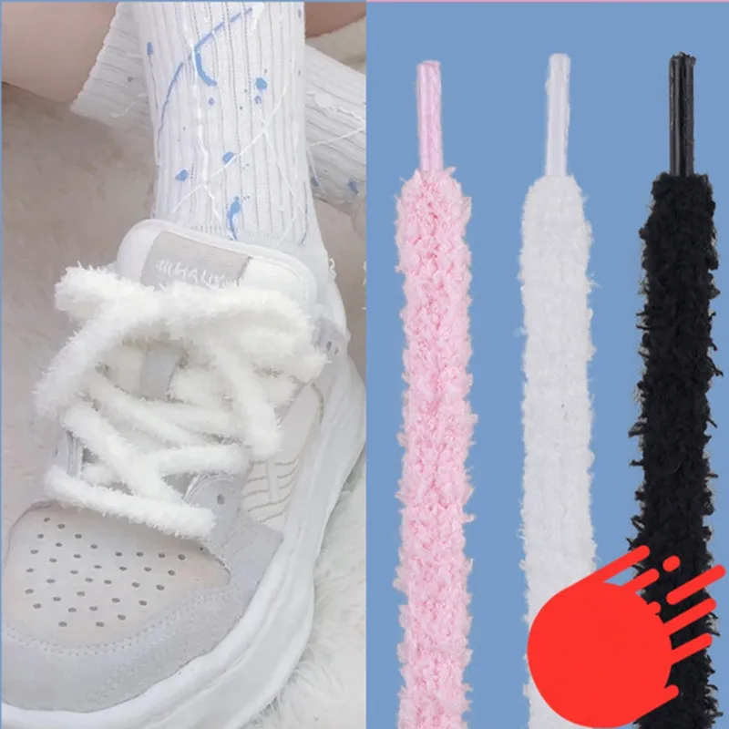 New Winter Cute Caterpillar Shoelace Low-top Canvas Not Snagging White Pink Shoes laces Women Men Shoelaces Dropship