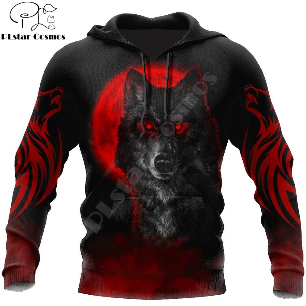 Beautiful The Red Moon Wolf 3D All Over Printed Men Hoodie Autumn Unisex Sweatshirt Zip Pullover Casual Streetwear KJ462