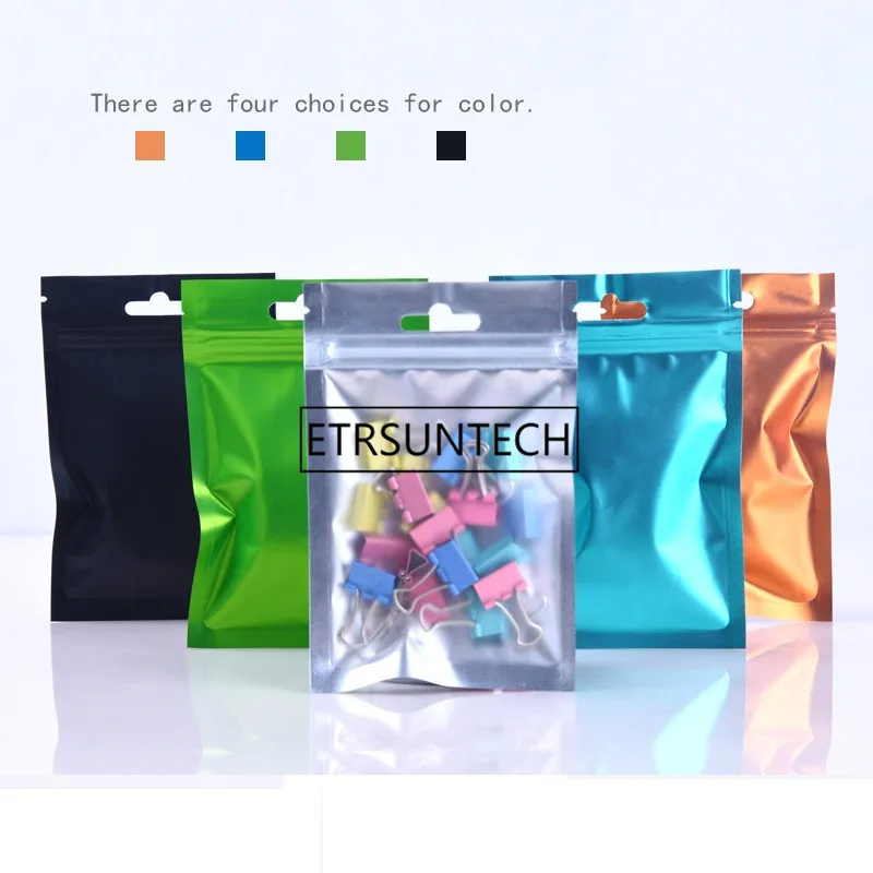 1000Pcs/Lot 5 Size 4 Colors Clear Aluminum Foil PouchesTransparent And Color Self seal Bags Food Storage Bags Wholesale