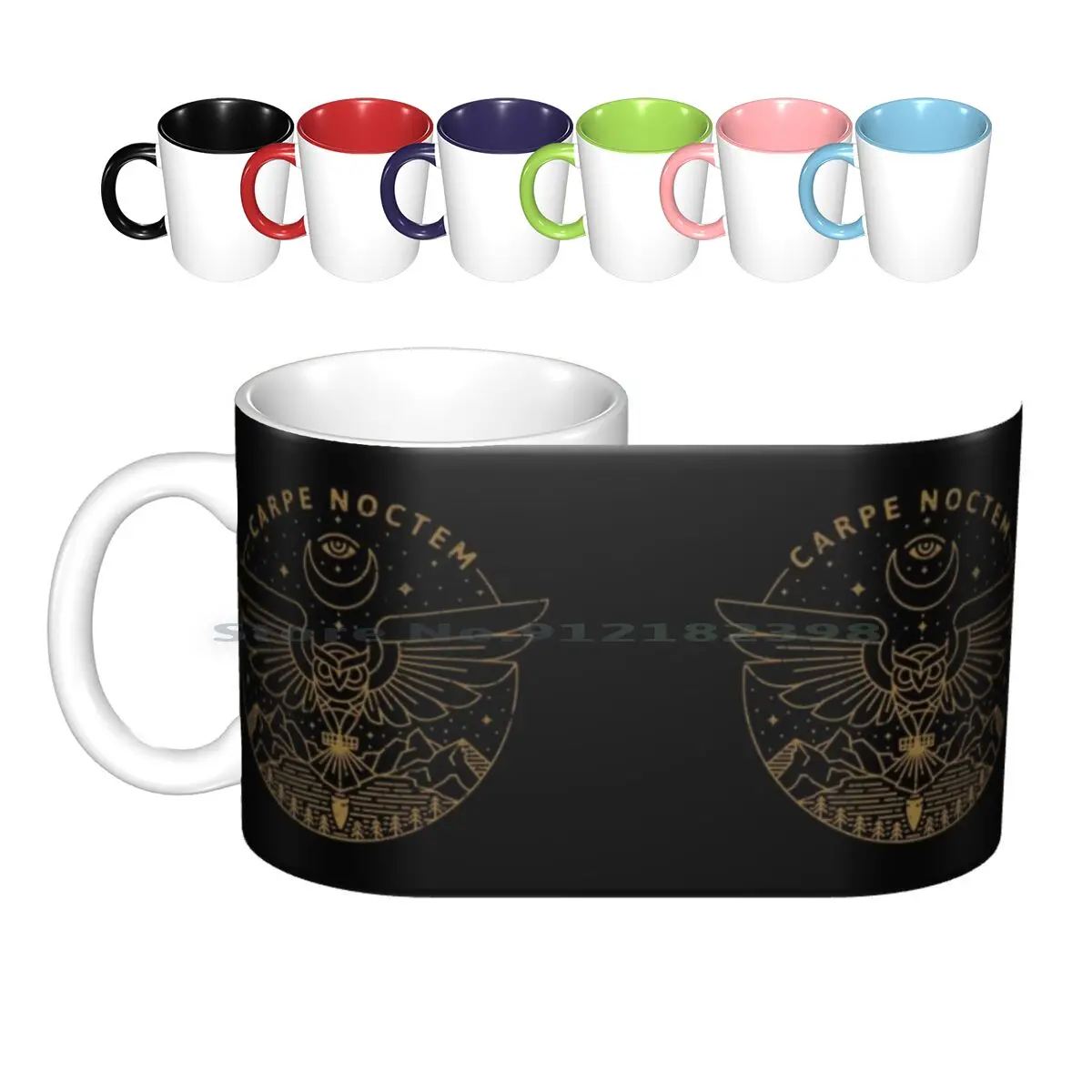 Carpe Noctem Ceramic Mugs Coffee Cups Milk Tea Mug Carpe Noctem Carpe Diem Nocturnal Owl Night Night Owl Creative Monoline