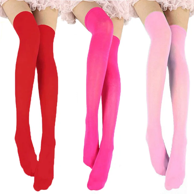 

Candy Color Thigh High Stockings Sexy Cosplay Women Warm Stocking Nightclub Elastic Medias For Sexy Lingerie