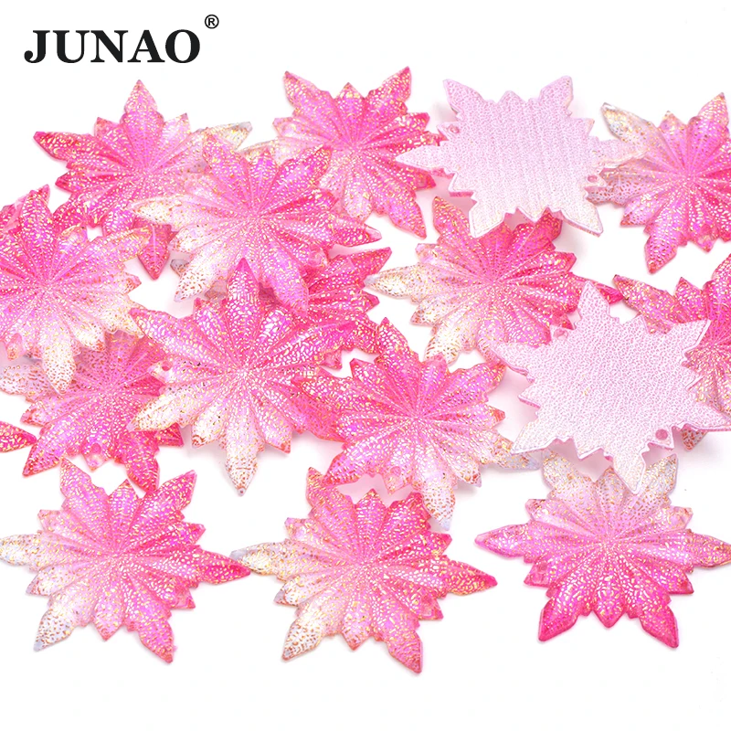 Junao 10Pc 30 Mm Grote Naaien Rood Roze Bloem Strass Applique Platte Terug Crystal Strass Naaien Hars Stenen voor Decoratie