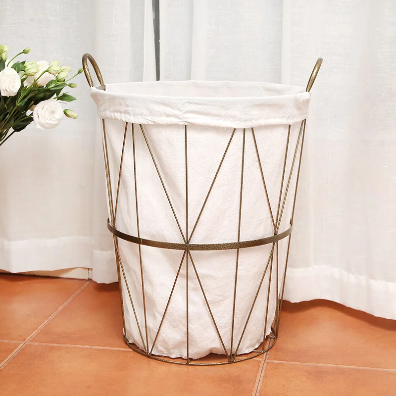 zq  INS Nordic Dirty Laundry Storage Basket Wrought Iron Laundry Basket Bathroom Laundry Basket