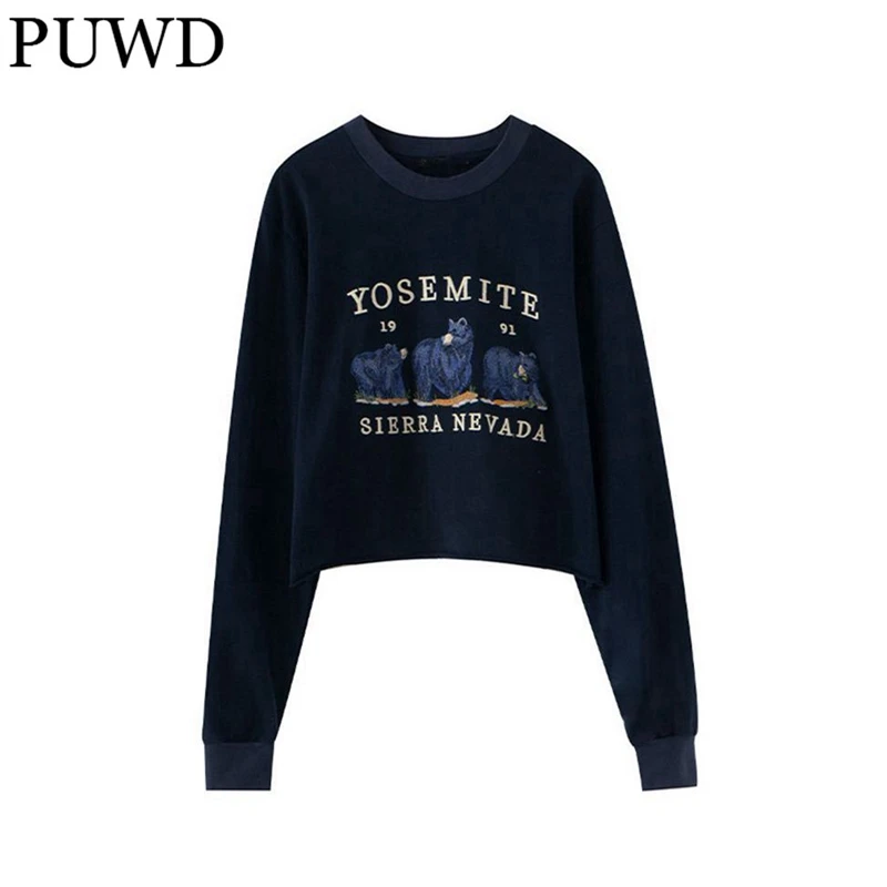 

PUWD Vintage Women Embroidery O Neck Loose Cotton Shirts 2022 Autumn Fashion Ladies Long Sleeve Streetwear Shirt Girls Chic Tops