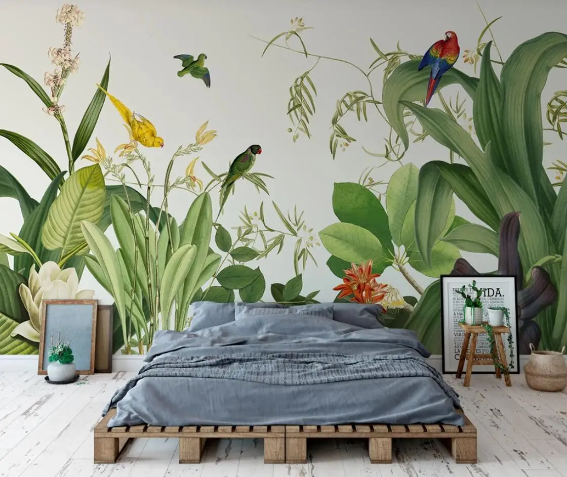 

Tropical Leaf Bird Wallpaper Luxury 3d Living Room Bedroom Wallcoverings for Walls Rainforest Plant Leaves Murals 3d Wall Murals