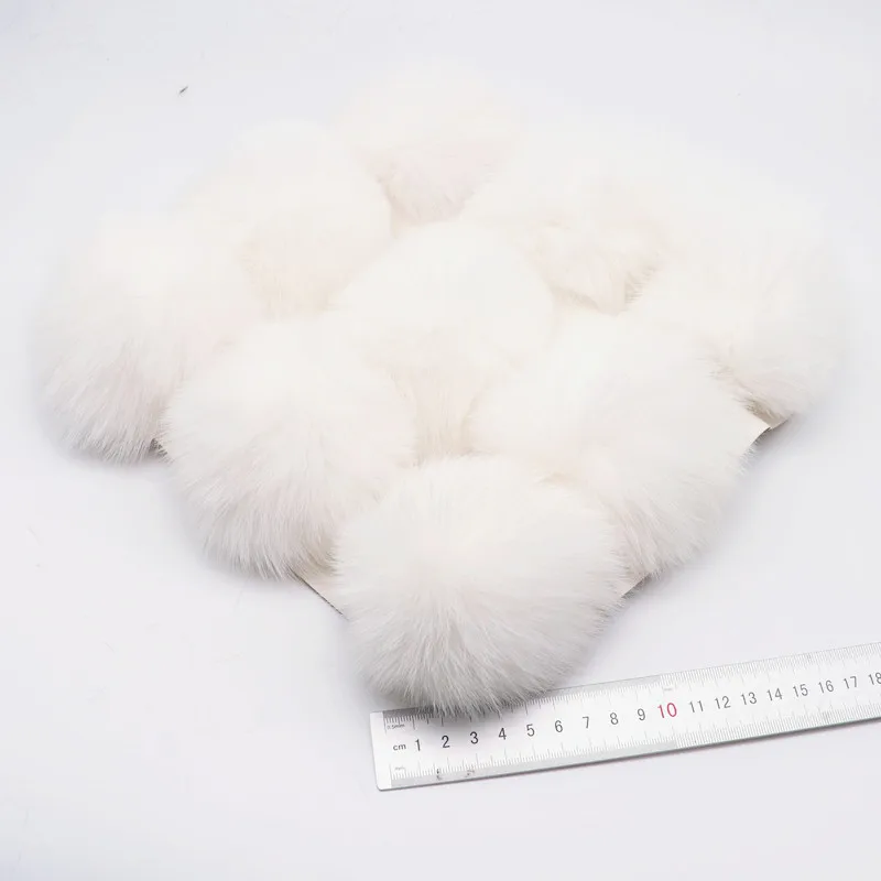 Real Mink Fur Pompom For Hats 9cm Natural Fox Fur Pompoms Balls Flutty Animal Hair Pompon Diy for Garment Sewing Supplies