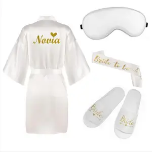 Kimono Bridal Broadries für Hochzeitsfeier, Single Bademantel, Hausschuhe und Streifen, Single und Hausschuhe, 4 Einheiten pro Set 8 Hauptverkaufsfakten Bad Single Bad - №7